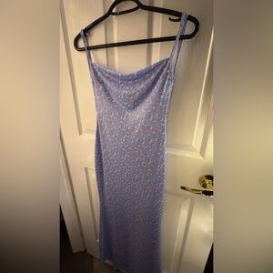 Ditsy Backless Maxi Slip Dress